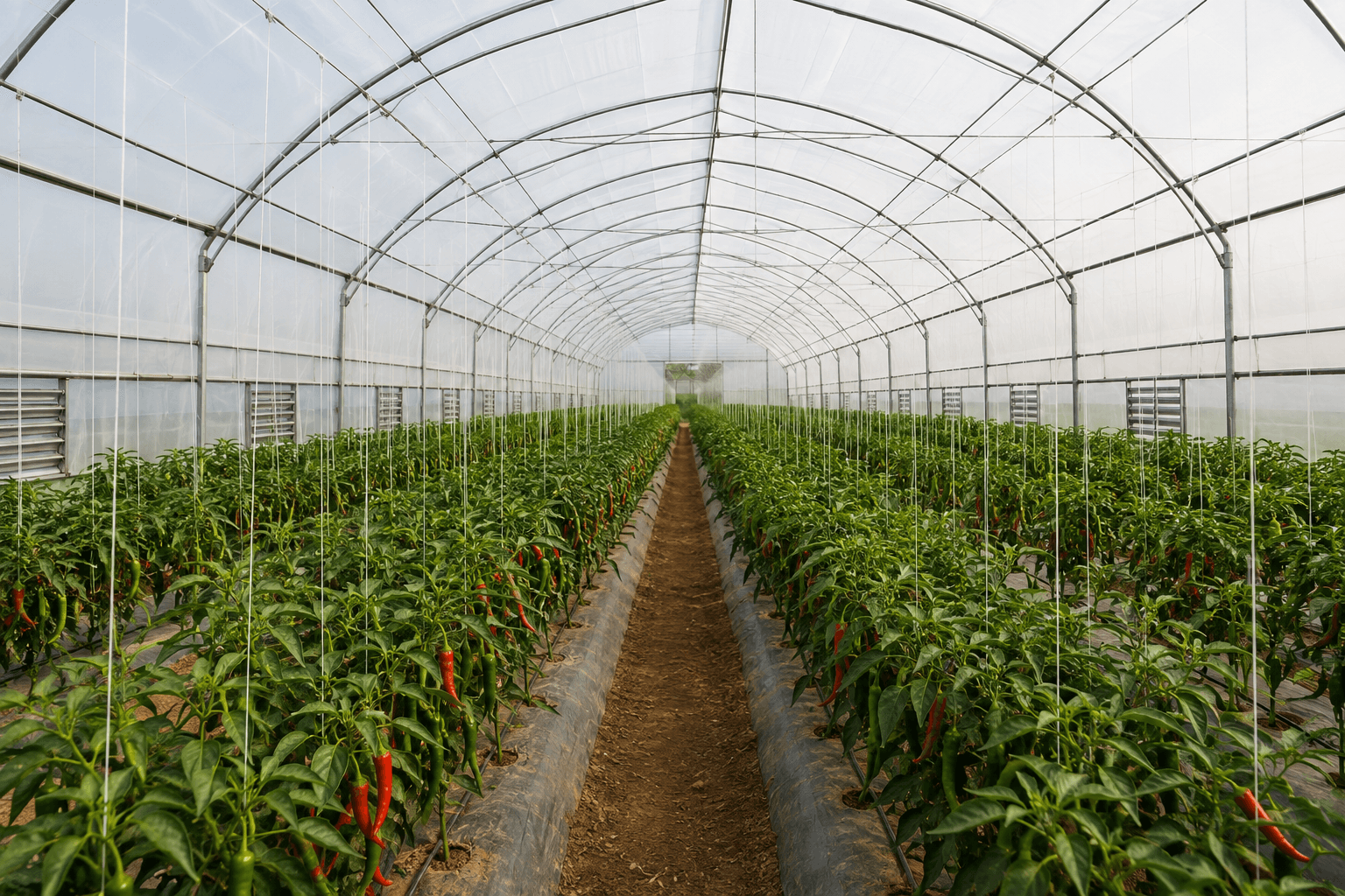 Polytunnel chilly cultivation background